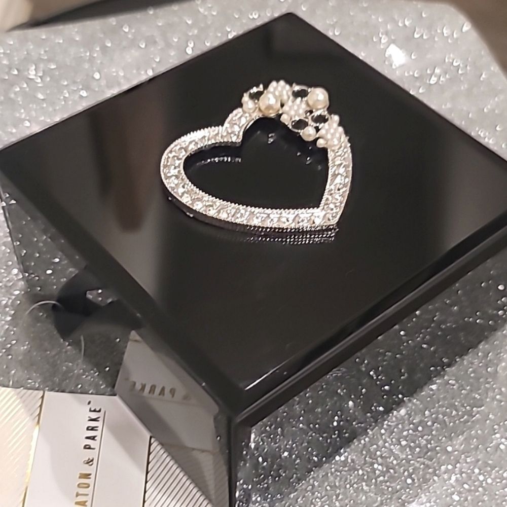Heaton & Parke Rhinestone‎ & Pearl Black Mirrored Decorative Storage Box